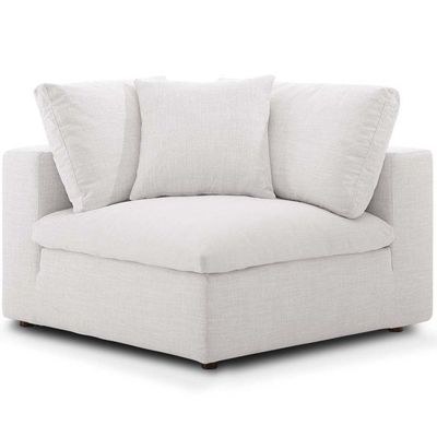 Modway Commix Down-Filled Overstuffed 5-Piece Sectional Sofa Set with Ottoman-Ivory-Luxuriously Plush Upholstered Modular Sofa-Extra Comfortable Down-Filled Cushions-Spacious Sectional with Matching Ottoman-Modern Design for Living Room or Lounge - Image 4
