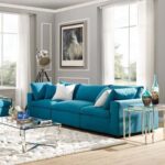Modway Commix Down-Filled Overstuffed 3-Piece Sectional Sofa Set-Sky Blue-Plush Upholstered Modular Sofa-Comfortable Down-Filled Cushions-Spacious Modern Sectional for Living Room or Lounge-Durable Frame Construction