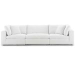 Modway Commix Down-Filled Overstuffed 3-Piece Sectional Sofa Set-White-Plush Upholstered Modular Sofa-Comfortable Down-Filled Cushions-Spacious Modern Sectional for Living Room or Lounge-Durable Frame Construction