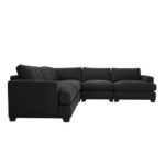 Lorrie Large Fabric Corner Sectional Sofa-Black-Spacious L-Shaped Upholstered Sofa-Comfortable Fabric Seating for Family & Living Rooms-Modern Corner Sofa Design-Durable Frame with Plush Cushions