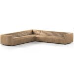 Augustine 3 Piece Leather Sectional Sofa-Brown