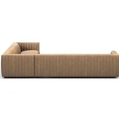 Augustine 3 Piece Leather Sectional Sofa-Brown - Image 3