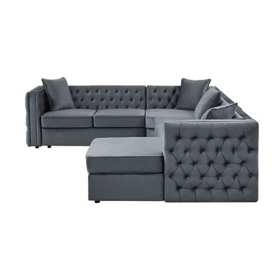 Ragnar Wide Velvet Left Hand Facing Corner Sectional-Dark grey - Image 3