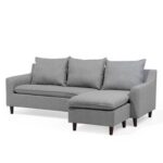Reversible Fabric Corner Sofa-Grey-Modern L-Shaped Sectional Sofa-Upholstered Corner Sofa with Reversible Chaise-Soft Fabric Finish for Comfortable Seating-Space-Saving Design for Living Room-Durable Frame Construction
