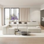L-Shaped Modern Off-White Velvet Modular Sectional Sofa with Chaise-Luxurious Velvet Upholstery-Contemporary Modular Design-Spacious L-Shaped Configuration with Chaise Lounge-Soft and Comfortable Seating-Durable Construction