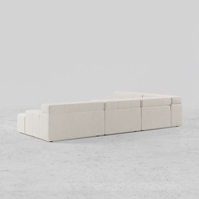 L-Shaped Modern Off-White Velvet Modular Sectional Sofa with Chaise-Luxurious Velvet Upholstery-Contemporary Modular Design-Spacious L-Shaped Configuration with Chaise Lounge-Soft and Comfortable Seating-Durable Construction - Image 4