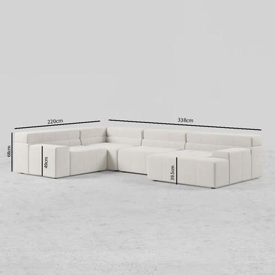 L-Shaped Modern Off-White Velvet Modular Sectional Sofa with Chaise-Luxurious Velvet Upholstery-Contemporary Modular Design-Spacious L-Shaped Configuration with Chaise Lounge-Soft and Comfortable Seating-Durable Construction - Image 5