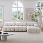 Delsea Modular Sectional Sofa-White-Modern Upholstered Modular Sofa-Customizable Configuration for Flexible Seating-Comfortable Cushioned Design-Durable Frame for Long-Lasting Use-Stylish and Contemporary Look