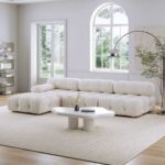 Delsea Modular Sectional Sofa-White-Modern Upholstered Modular Sofa-Customizable Configuration for Flexible Seating-Comfortable Cushioned Design-Durable Frame for Long-Lasting Use-Stylish and Contemporary Look