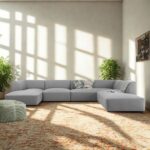 Eliza Fabric Sectional Sofa - Light Grey Upholstered L-Shaped Couch - Modern Corner Sofa for Living Room - Reversible Chaise Lounge - Sturdy Wooden Frame - Soft Fabric Finish - Comfortable High-Density Foam Seating
