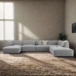 Eliza Fabric Sectional Sofa - Light Grey Upholstered L-Shaped Couch - Modern Corner Sofa for Living Room - Reversible Chaise Lounge - Sturdy Wooden Frame - Soft Fabric Finish - Comfortable High-Density Foam Seating