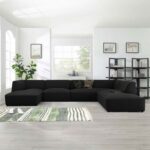 Eliza Fabric Sectional Sofa-Black-Modern L-Shaped Upholstered Couch for Living Room-Reversible Chaise Lounge-Comfortable & Spacious Seating-Sturdy Wooden Frame-Soft Fabric Finish-Ideal for Homes & Apartments