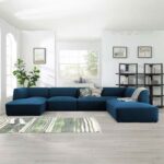 Eliza Fabric Sectional Sofa-Blue-Modern L-Shaped Upholstered Couch for Living Room-Reversible Chaise Lounge-Comfortable & Spacious Seating-Sturdy Wooden Frame-Soft Fabric Finish-Ideal for Homes & Apartments