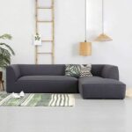 Eliza 2-Piece Fabric Sectional Sofa-Charcoal - Modern L-Shaped Upholstered Couch for Living Room - Reversible Chaise Lounge - Compact & Comfortable Corner Sofa - Soft Fabric Finish - Sturdy Wooden Frame - Ideal for Apartments & Homes