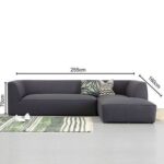 Eliza 2-Piece Fabric Sectional Sofa-Charcoal - Modern L-Shaped Upholstered Couch for Living Room - Reversible Chaise Lounge - Compact & Comfortable Corner Sofa - Soft Fabric Finish - Sturdy Wooden Frame - Ideal for Apartments & Homes