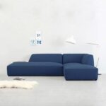 Eliza L-Shaped Fabric Sectional Sofa-Blue-Modern Upholstered Corner Sofa-Spacious L-Shaped Design for Living Room-Soft Fabric Upholstery with Plush Cushions-Durable Frame Construction