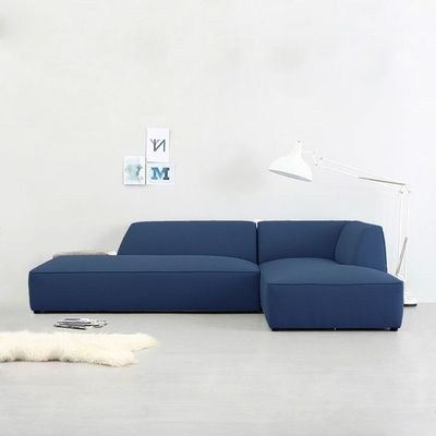 Eliza L-Shaped Fabric Sectional Sofa-Blue-Modern Upholstered Corner Sofa-Spacious L-Shaped Design for Living Room-Soft Fabric Upholstery with Plush Cushions-Durable Frame Construction