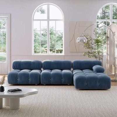 Delsea Modular Sectional Sofa-Blue-Modern Upholstered Modular Sofa-Customizable Configuration for Flexible Seating-Comfortable Cushioned Design-Durable Frame for Long-Lasting Use-Stylish and Contemporary Look
