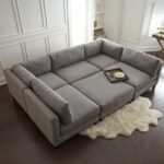 Chelsea Modular Sectional Sofa with Ottoman - Grey Upholstered L-Shaped Sofa Set - Modern Reversible Seats - Spacious Corner Couch for Living Room - Sturdy Wooden Frame - High-Density Foam Seating
