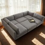 Chelsea Modular Sectional Sofa with Ottoman - Grey Upholstered L-Shaped Sofa Set - Modern Reversible Seats - Spacious Corner Couch for Living Room - Sturdy Wooden Frame - High-Density Foam Seating