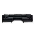 Chelsea Modular Sectional Sofa with Ottoman-Charcoal Upholstered L-Shaped Sofa Set-Modern Reversible Seats-Spacious Corner Couch for Living Room-Sturdy Wooden Frame-High-Density Foam Seating
