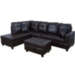 Russ Sectional with Ottoman in Brown Color-Black