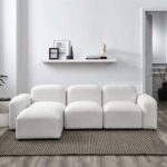 Jezika 4-Piece Upholstered Sectional Sofa-White-Modern Modular Sofa Set-Comfortable Upholstered Seating with Plush Cushions-Flexible 4-Piece Design for Custom Layouts-Durable Frame Construction