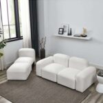 Jezika 4-Piece Upholstered Sectional Sofa-White-Modern Modular Sofa Set-Comfortable Upholstered Seating with Plush Cushions-Flexible 4-Piece Design for Custom Layouts-Durable Frame Construction