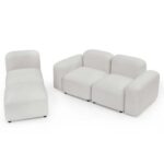 Jezika 4-Piece Upholstered Sectional Sofa-White-Modern Modular Sofa Set-Comfortable Upholstered Seating with Plush Cushions-Flexible 4-Piece Design for Custom Layouts-Durable Frame Construction