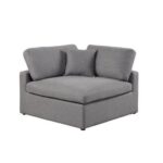 Chelsea Velvet Reversible Modular Corner Sectional with Ottoman Grey-Luxurious Velvet Upholstered Modular Sofa-Reversible Corner Design for Flexible Seating-Includes Matching Ottoman for Extra Comfort-Plush Cushions with Stylish Finish