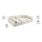 Chelsea Velvet Reversible Modular Corner Sectional with Ottoman Beige-Luxurious Velvet Upholstered Modular Sofa-Reversible Corner Design for Flexible Seating-Includes Matching Ottoman for Extra Comfort-Plush Cushions with Stylish Finish