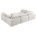 Chelsea Velvet Reversible Modular Corner Sectional with Ottoman Beige-Luxurious Velvet Upholstered Modular Sofa-Reversible Corner Design for Flexible Seating-Includes Matching Ottoman for Extra Comfort-Plush Cushions with Stylish Finish