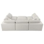 Chelsea Velvet Reversible Modular Corner Sectional with Ottoman Beige-Luxurious Velvet Upholstered Modular Sofa-Reversible Corner Design for Flexible Seating-Includes Matching Ottoman for Extra Comfort-Plush Cushions with Stylish Finish