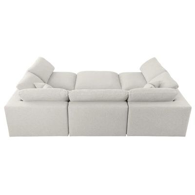 Chelsea Velvet Reversible Modular Corner Sectional with Ottoman Beige-Luxurious Velvet Upholstered Modular Sofa-Reversible Corner Design for Flexible Seating-Includes Matching Ottoman for Extra Comfort-Plush Cushions with Stylish Finish - Image 4