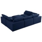 Chelsea Velvet Reversible Modular Corner Sectional with Ottoman Navy Blue-Luxurious Velvet Upholstered Modular Sofa-Reversible Corner Design for Flexible Seating-Includes Matching Ottoman for Extra Comfort-Plush Cushions with Stylish Finish