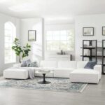 Restore 6-Piece Sectional Sofa-White-Modern Modular Sofa Set-Spacious Upholstered Sectional with Plush Cushions-Customizable 6-Piece Design for Flexible Seating-Durable Frame Construction-Comfortable and Stylish for Living Room or Lounge