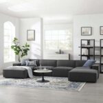 Restore 6-Piece Sectional Sofa-Dark Grey-Modern Modular Sofa Set-Spacious Upholstered Sectional with Plush Cushions-Customizable 6-Piece Design for Flexible Seating-Durable Frame Construction-Comfortable and Stylish for Living Room or Lounge