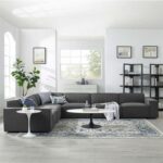 Restore 6-Piece L-Shaped Sectional Sofa Dark Grey-Modern Modular Upholstered Sofa-Spacious L-Shaped Sectional with Plush Cushions-Customizable 6-Piece Configuration-Durable Frame Construction