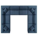 Commix Soft Fiber-Filled Overstuffed 8-Piece Sectional Sofa Set-Blue-Luxuriously Plush Upholstered Modular Sofa-Extra Comfortable Soft Fiber Cushions-Spacious 8-Piece Modular Design-Durable Frame Construction