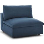 Commix Soft Fiber-Filled Overstuffed 8-Piece Sectional Sofa Set-Blue-Luxuriously Plush Upholstered Modular Sofa-Extra Comfortable Soft Fiber Cushions-Spacious 8-Piece Modular Design-Durable Frame Construction
