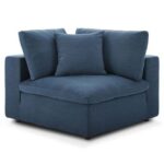 Commix Soft Fiber-Filled Overstuffed 8-Piece Sectional Sofa Set-Blue-Luxuriously Plush Upholstered Modular Sofa-Extra Comfortable Soft Fiber Cushions-Spacious 8-Piece Modular Design-Durable Frame Construction