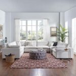 Commix Soft Fiber-Filled Overstuffed 8-Piece Sectional Sofa Set-White-Luxuriously Plush Upholstered Modular Sofa-Extra Comfortable Soft Fiber Cushions-Spacious 8-Piece Modular Design-Durable Frame Construction