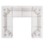 Commix Soft Fiber-Filled Overstuffed 8-Piece Sectional Sofa Set-White-Luxuriously Plush Upholstered Modular Sofa-Extra Comfortable Soft Fiber Cushions-Spacious 8-Piece Modular Design-Durable Frame Construction