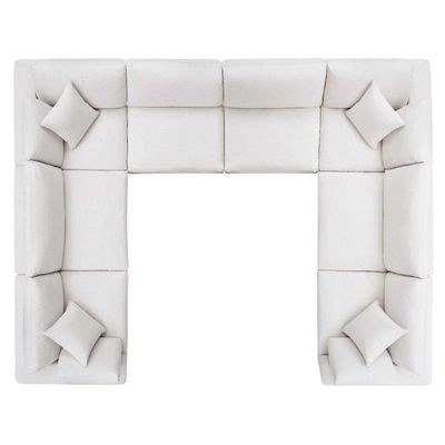 Commix Soft Fiber-Filled Overstuffed 8-Piece Sectional Sofa Set-White-Luxuriously Plush Upholstered Modular Sofa-Extra Comfortable Soft Fiber Cushions-Spacious 8-Piece Modular Design-Durable Frame Construction - Image 2