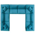 Commix Soft Fiber-Filled Overstuffed 8-Piece Sectional Sofa Set-Teal-Luxuriously Plush Upholstered Modular Sofa-Extra Comfortable Soft Fiber Cushions-Spacious 8-Piece Modular Design-Durable Frame Construction