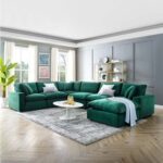 Commix Softer Microfiber Filling Overstuffed Performance 7-Piece Sectional Sofa in Green