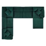Commix Softer Microfiber Filling Overstuffed Performance 7-Piece Sectional Sofa in Green