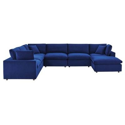 Commix Softer Microfiber-Filled Overstuffed Performance 7-Piece Sectional Sofa Navy Blue-Plush Upholstered Modular Sofa with Microfiber Filling-Extra Comfortable Overstuffed Cushions-Durable Performance Fabric for Easy Maintenance-Spacious 7-Piece Sectional Design-Sturdy Frame Construction - Image 2