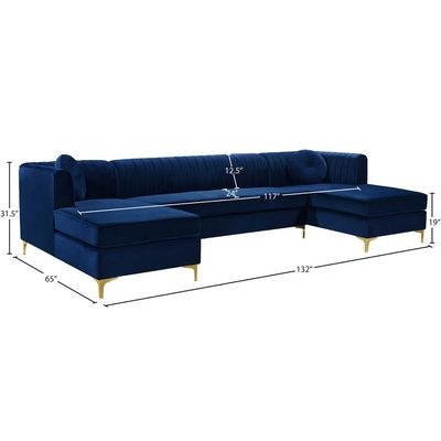 Zahra Fabric 3-Piece Sofa Set-Navy Blue-Modern Upholstered Sofa Collection-Comfortable Fabric Seating with Plush Cushions-Includes Sofa, Loveseat, and Chair-Durable Frame Construction-Stylish Design for Living Room or Lounge - Image 4