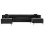 Zahra Fabric 3-Piece Sofa Set-Black-Modern Upholstered Sofa Collection-Comfortable Fabric Seating with Plush Cushions-Includes Sofa, Loveseat, and Chair-Durable Frame Construction-Stylish Design for Living Room or Lounge